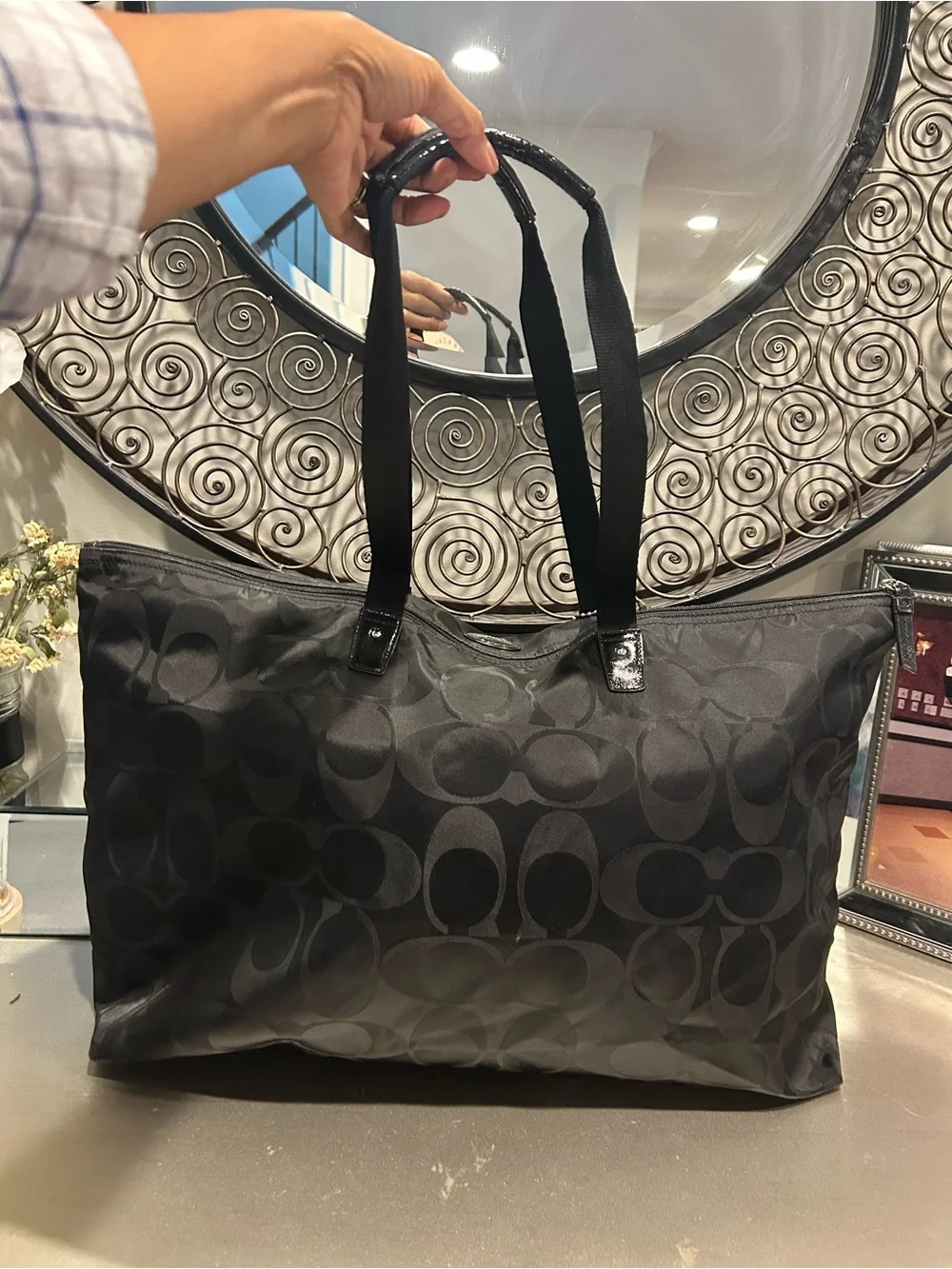 Coach Black Signature travel/ packable weekend bag
